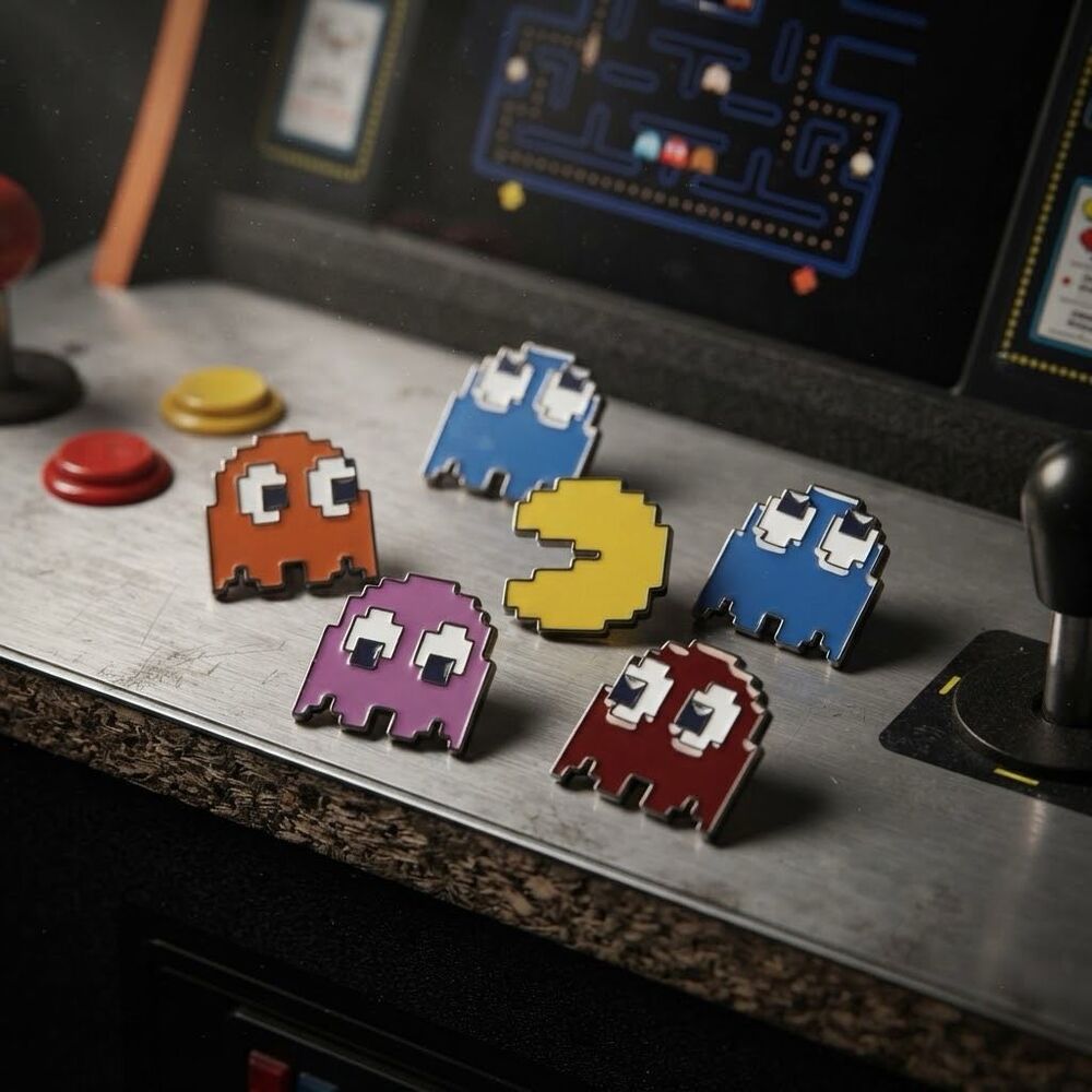 Set Of 5 Vintage Style Retro Arcade Ghost Pins Womens Men’s Kids Casual Lapel